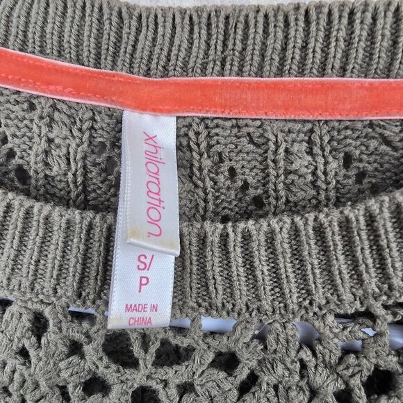 Xhilaration Women’s Small Olive Green Open Knit Lightweight Sweater 100% Cotton - Picture 3 of 6